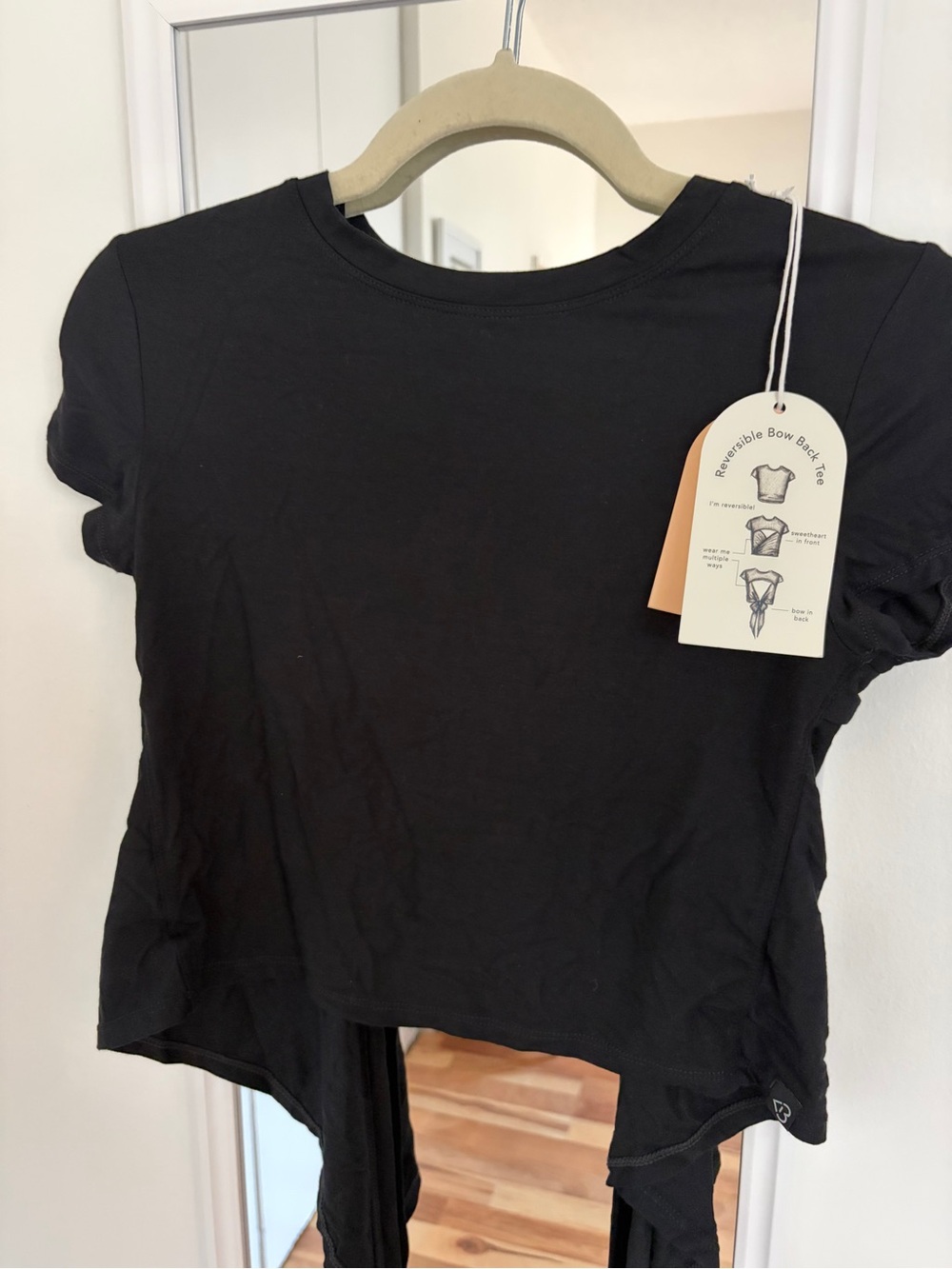 Blogilates Black Short Sleeve Reversible Bow Back Tee